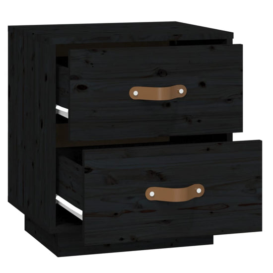 vidaXL  Nachtkastjes 2 st 40x34x45 cm massief grenenhout zwart MeubelReus