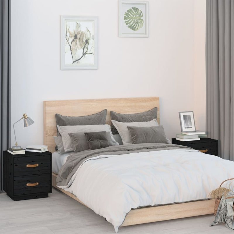 vidaXL  Nachtkastjes 2 st 40x34x45 cm massief grenenhout zwart MeubelReus