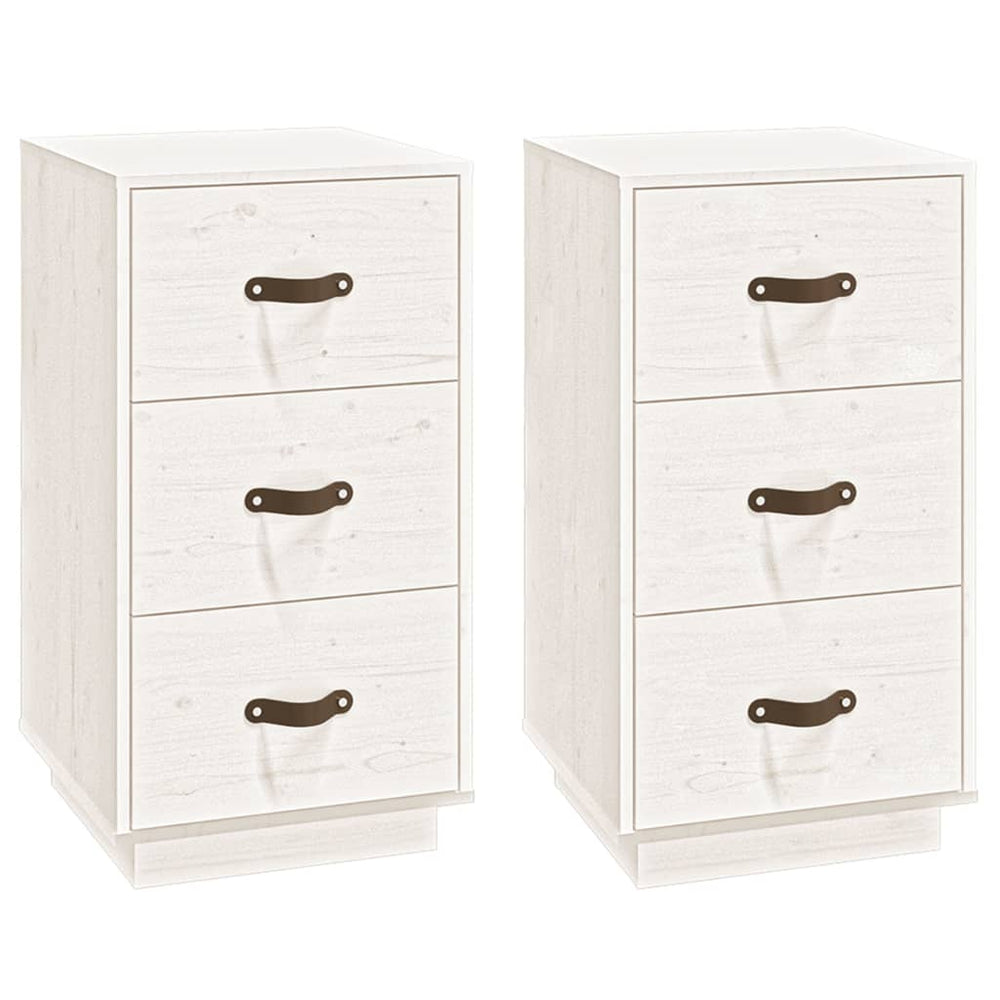  vidaXL Nachtkastjes 2 st 40x40x75 cm massief grenenhout wit MeubelReus