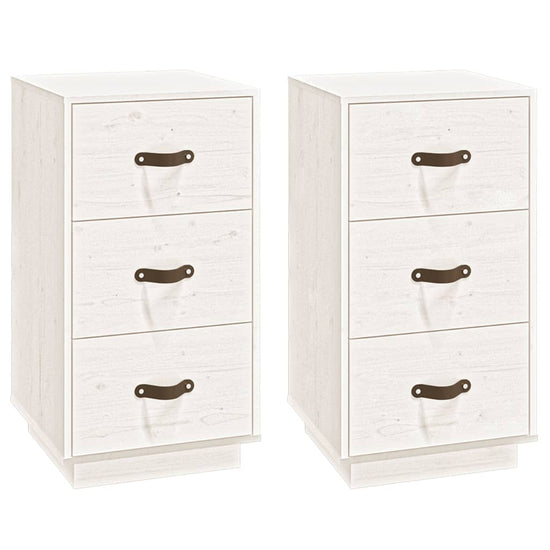  vidaXL Nachtkastjes 2 st 40x40x75 cm massief grenenhout wit MeubelReus