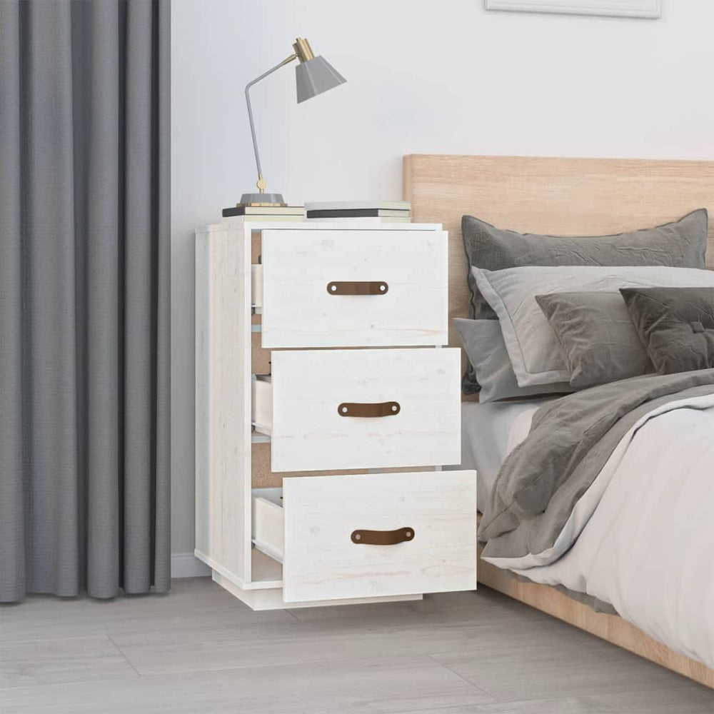  vidaXL Nachtkastjes 2 st 40x40x75 cm massief grenenhout wit MeubelReus