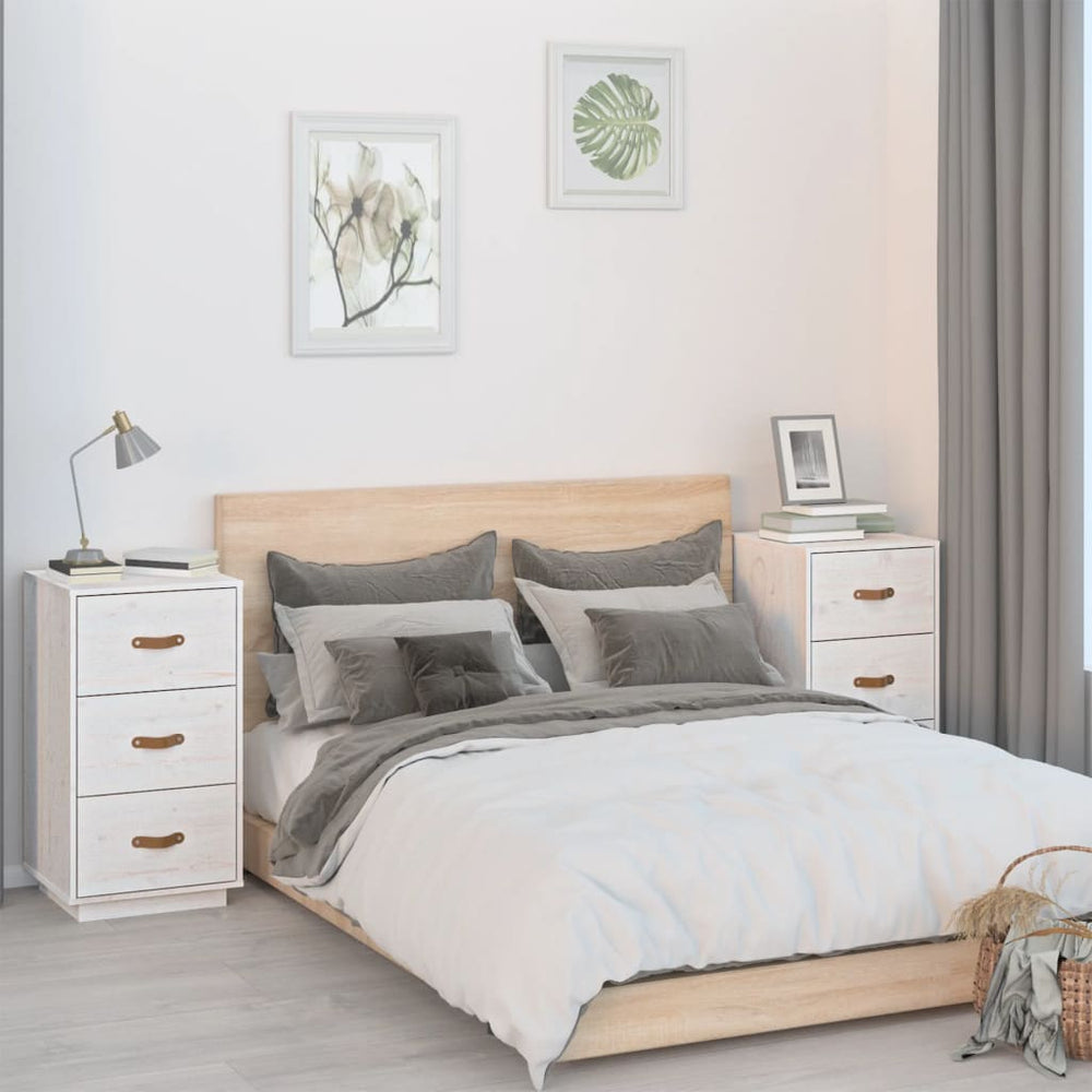  vidaXL Nachtkastjes 2 st 40x40x75 cm massief grenenhout wit MeubelReus