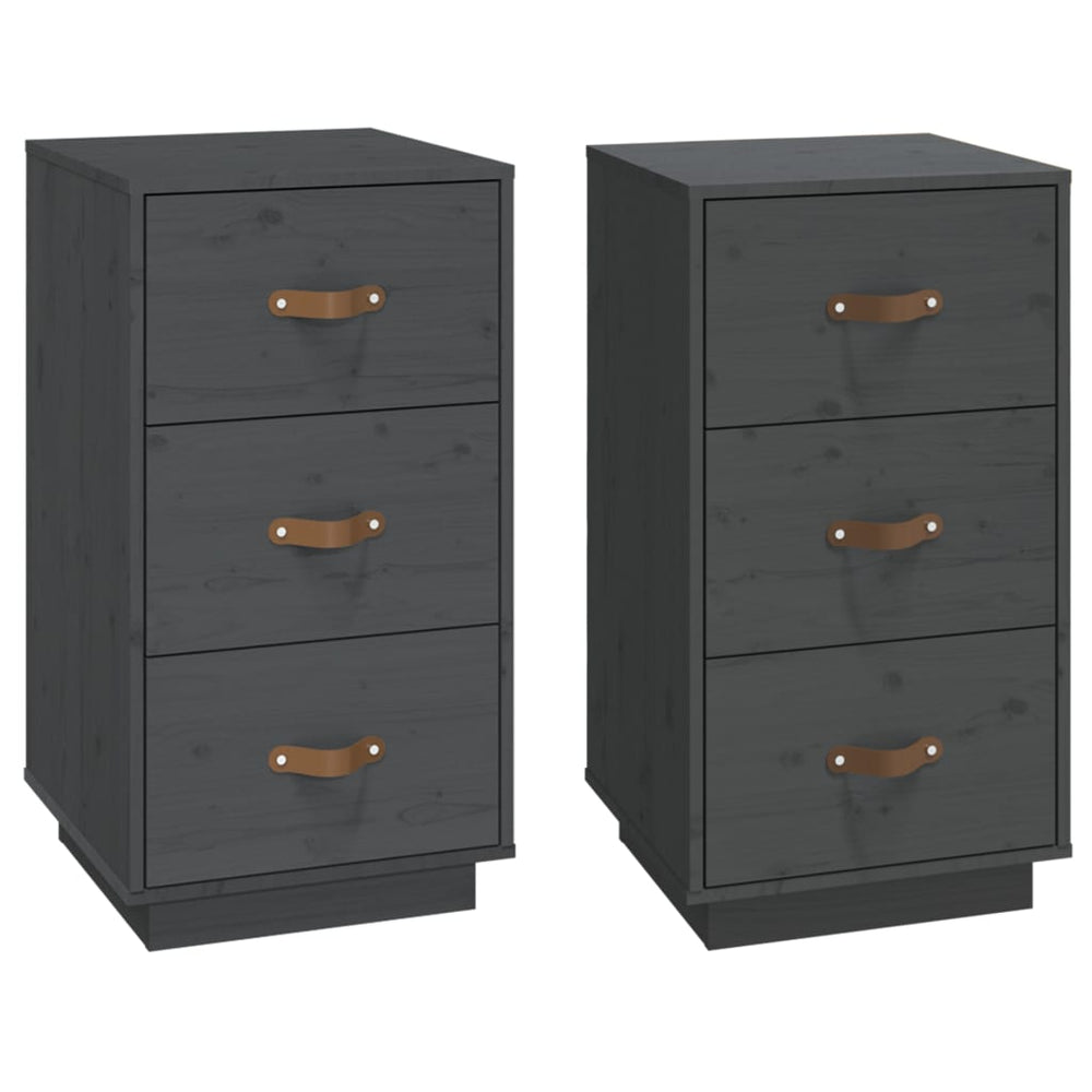  vidaXL Nachtkastjes 2 st 40x40x75 cm massief grenenhout grijs MeubelReus