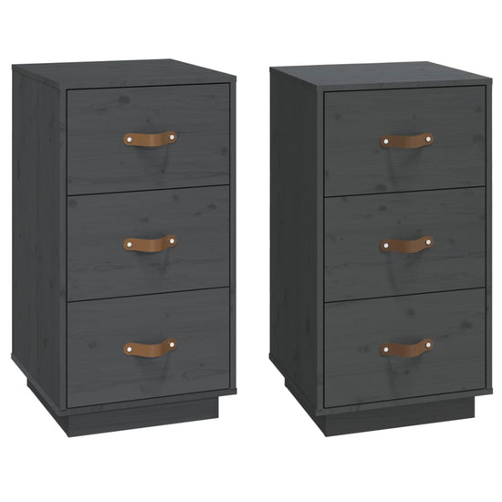  vidaXL Nachtkastjes 2 st 40x40x75 cm massief grenenhout grijs MeubelReus