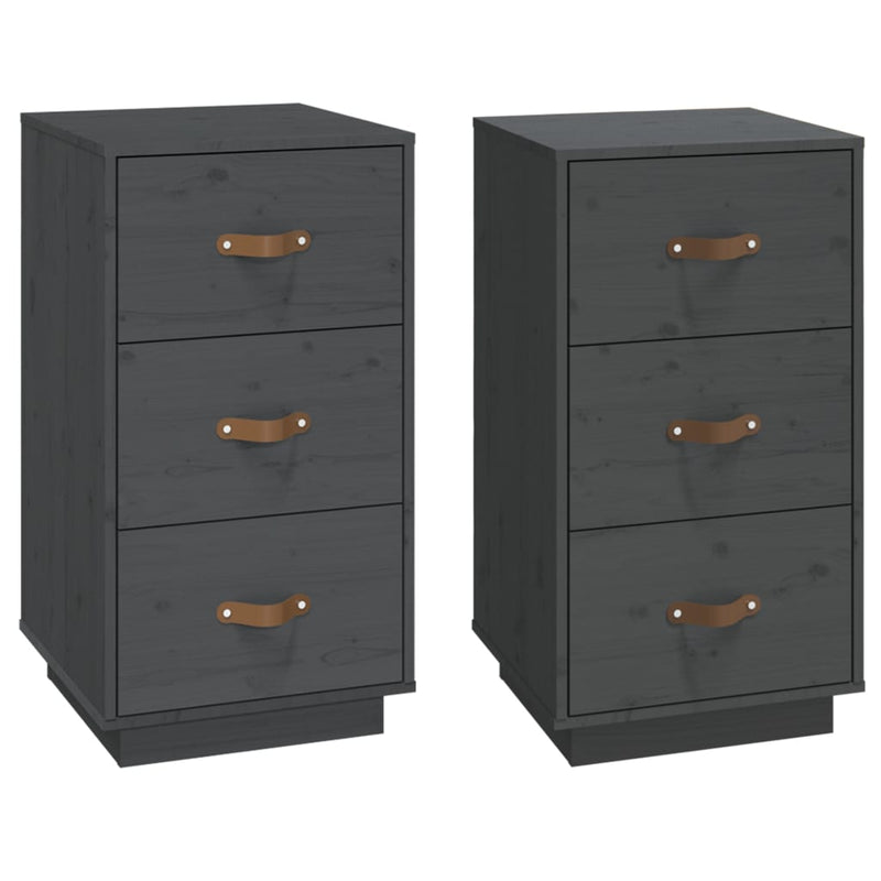  vidaXL Nachtkastjes 2 st 40x40x75 cm massief grenenhout grijs MeubelReus