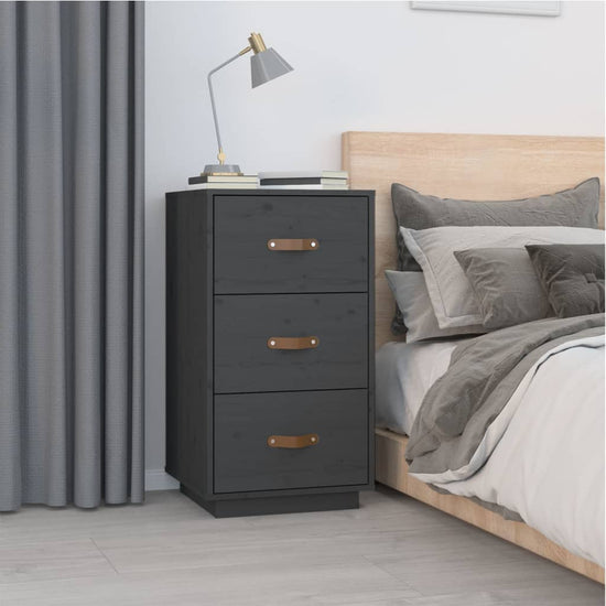  vidaXL Nachtkastjes 2 st 40x40x75 cm massief grenenhout grijs MeubelReus