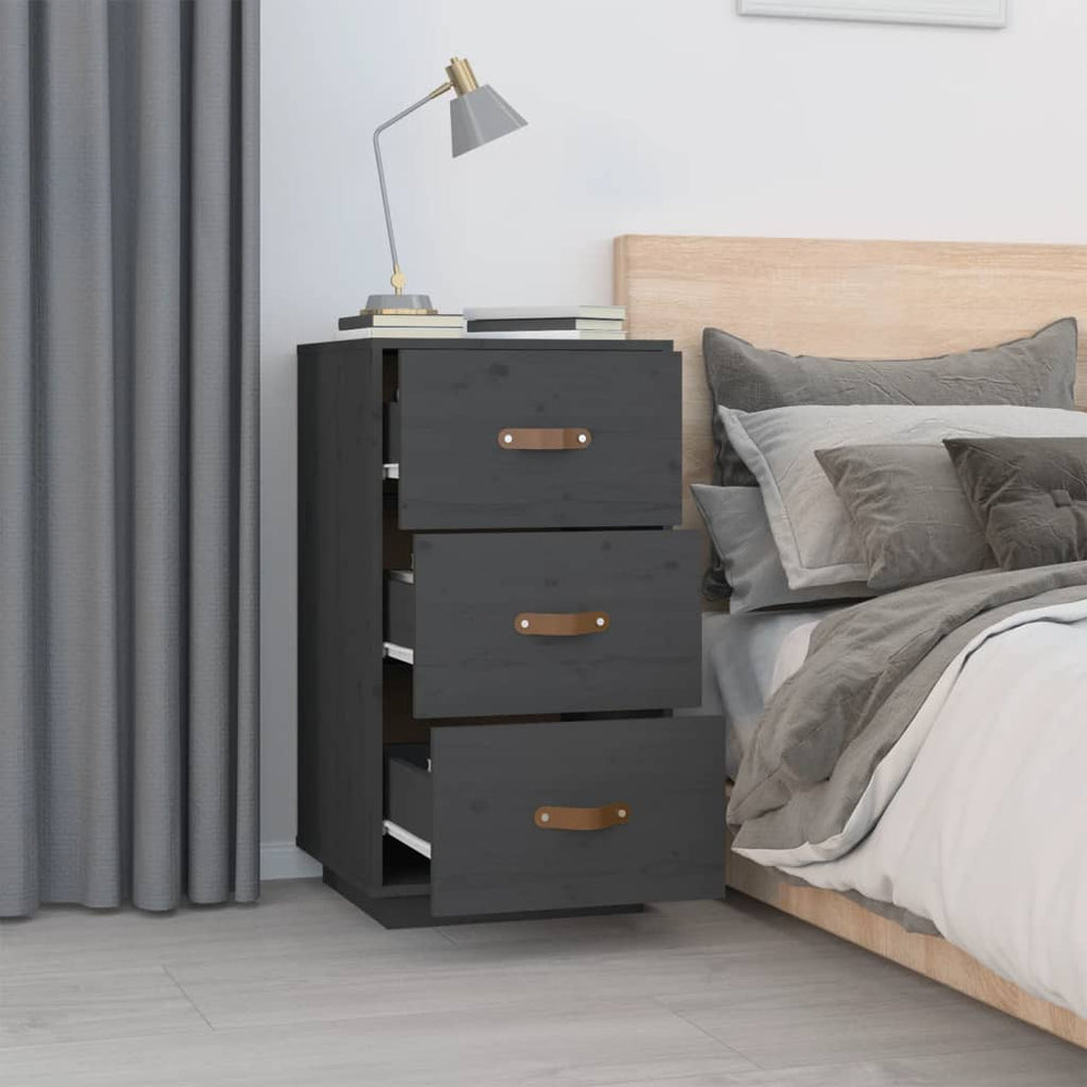 vidaXL Nachtkastjes 2 st 40x40x75 cm massief grenenhout grijs MeubelReus