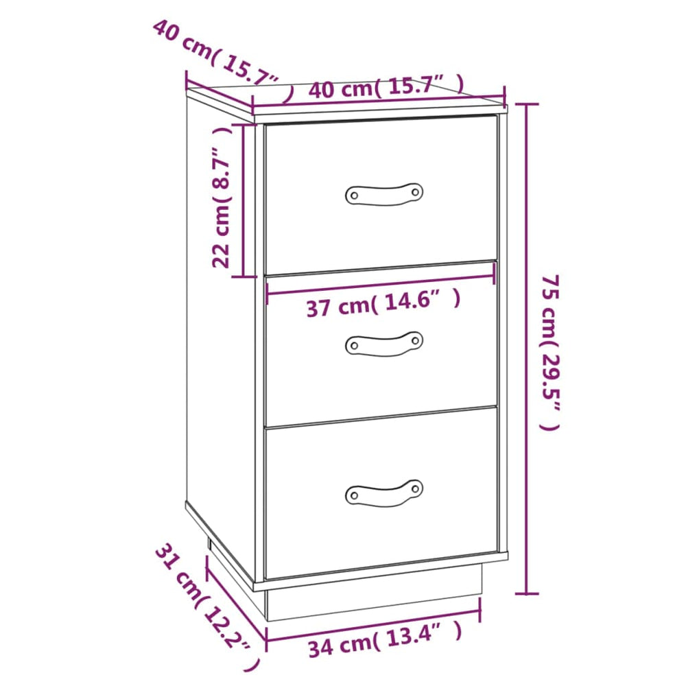  vidaXL Nachtkastjes 2 st 40x40x75 cm massief grenenhout grijs MeubelReus