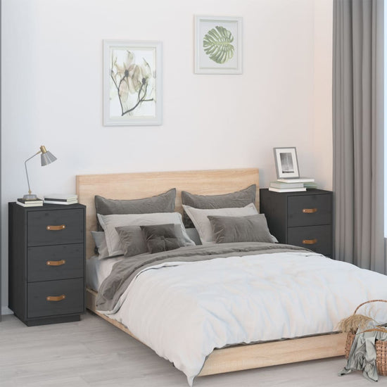  vidaXL Nachtkastjes 2 st 40x40x75 cm massief grenenhout grijs MeubelReus
