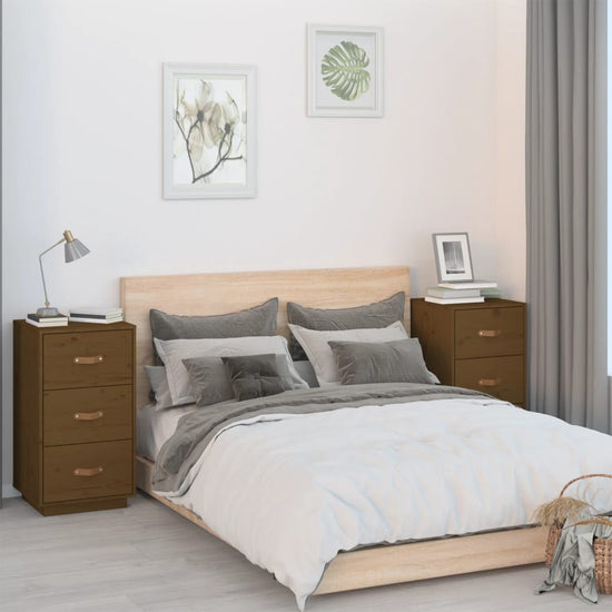  vidaXL Nachtkastjes 2 st 40x40x75 cm massief grenenhout honingbruin MeubelReus