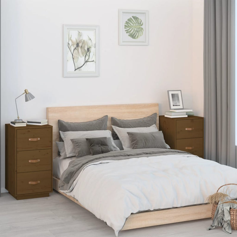  vidaXL Nachtkastjes 2 st 40x40x75 cm massief grenenhout honingbruin MeubelReus