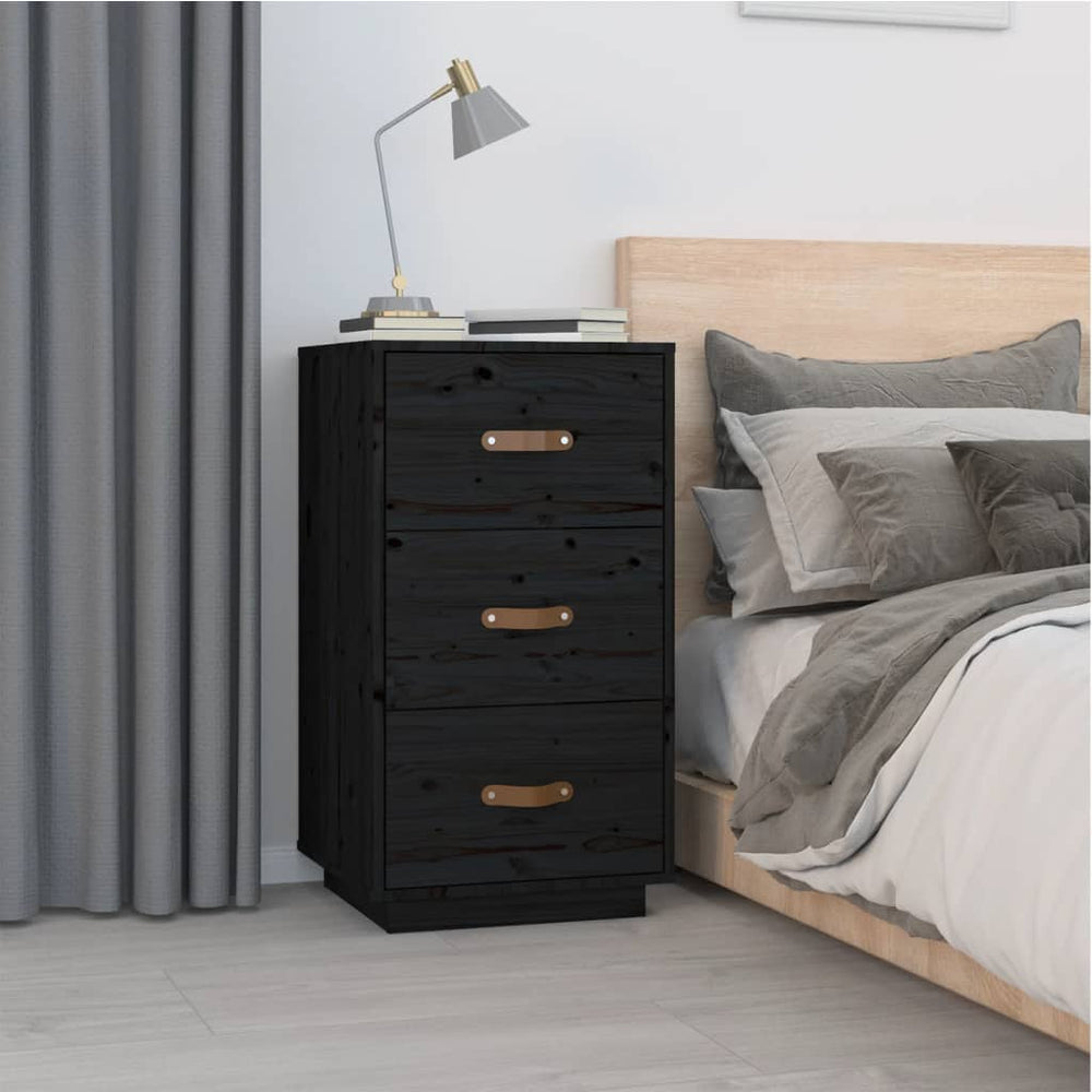  vidaXL Nachtkastjes 2 st 40x40x75 cm massief grenenhout zwart MeubelReus