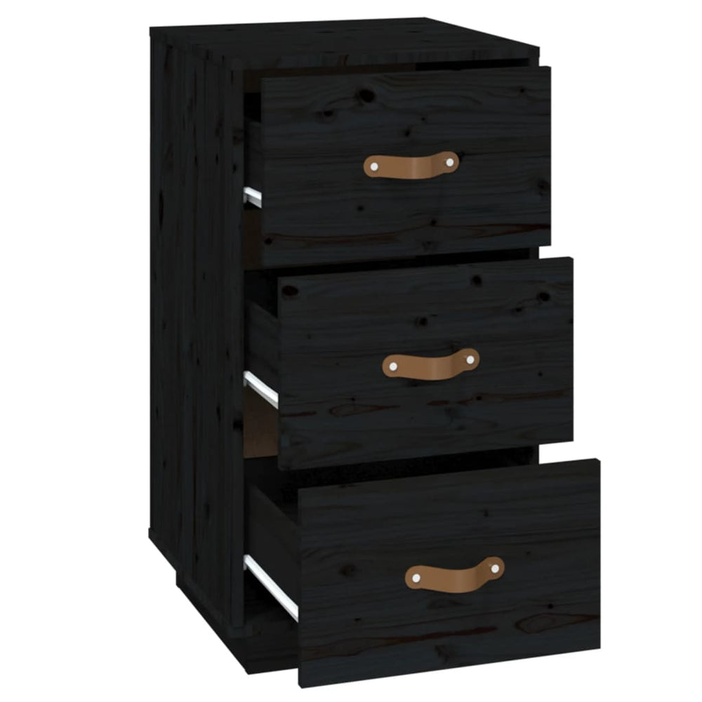  vidaXL Nachtkastjes 2 st 40x40x75 cm massief grenenhout zwart MeubelReus