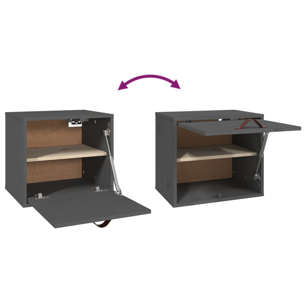 Wandkast 40x30x35 cm massief grenenhout grijs MeubelReus