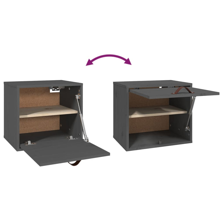 Wandkast 40x30x35 cm massief grenenhout grijs MeubelReus