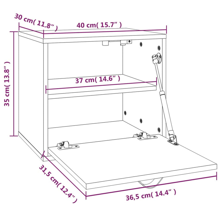 Wandkast 40x30x35 cm massief grenenhout grijs MeubelReus