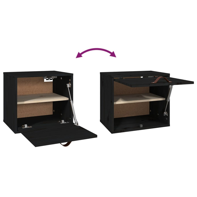 Wandkast 40x30x35 cm massief grenenhout zwart MeubelReus
