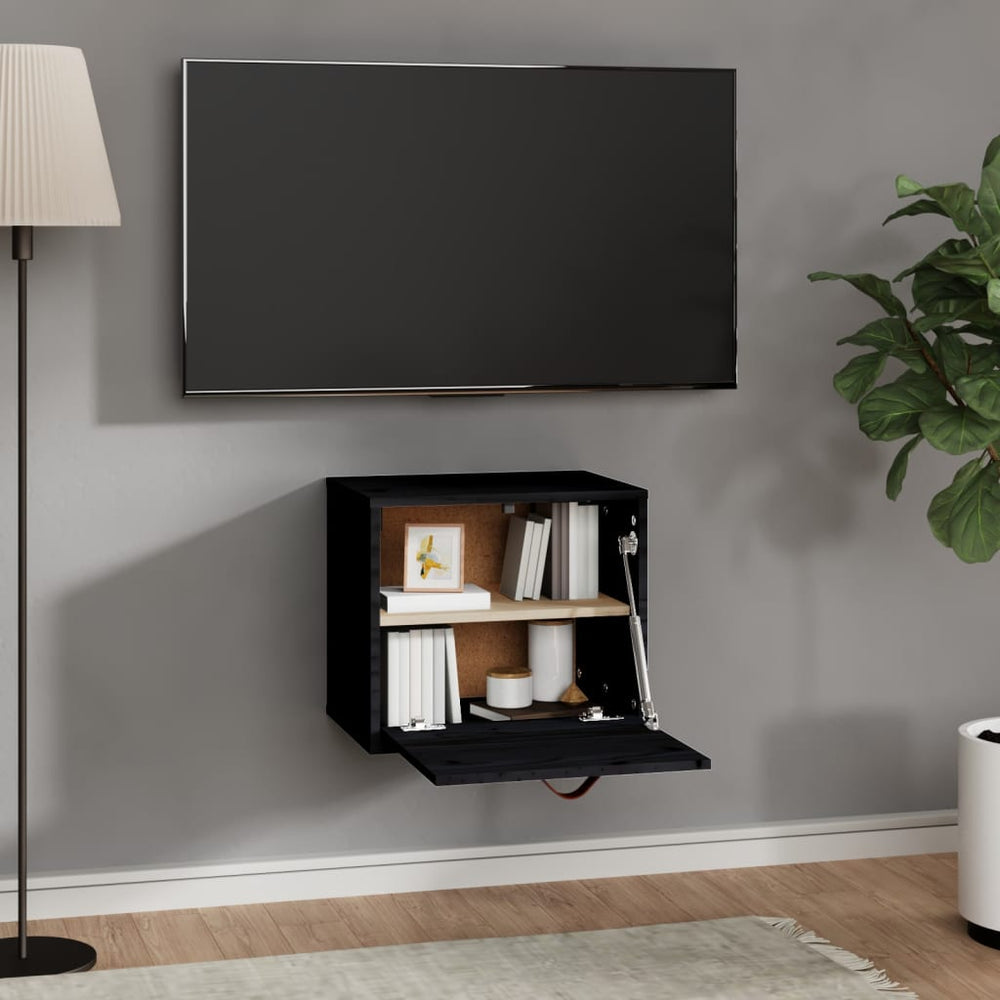 Wandkast 40x30x35 cm massief grenenhout zwart MeubelReus