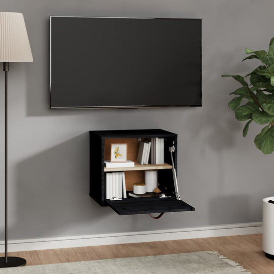 Wandkast 40x30x35 cm massief grenenhout zwart MeubelReus