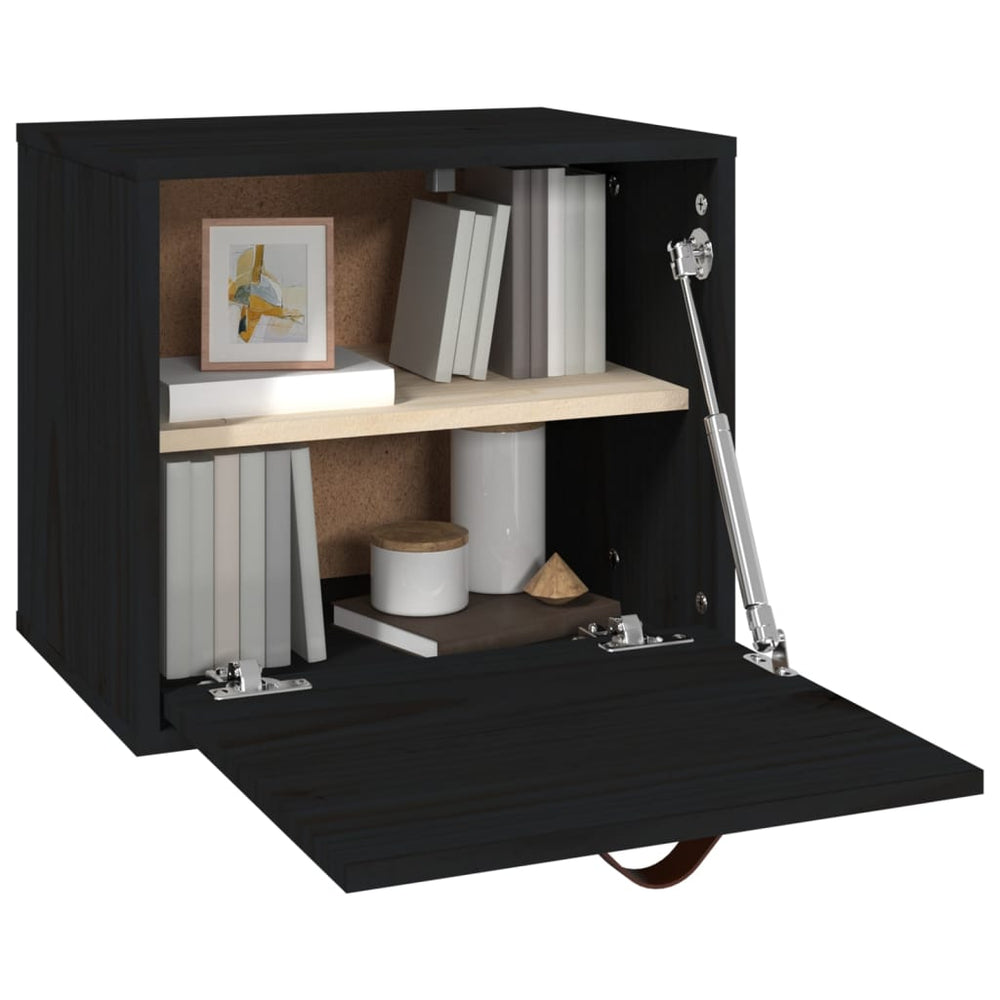 Wandkast 40x30x35 cm massief grenenhout zwart MeubelReus