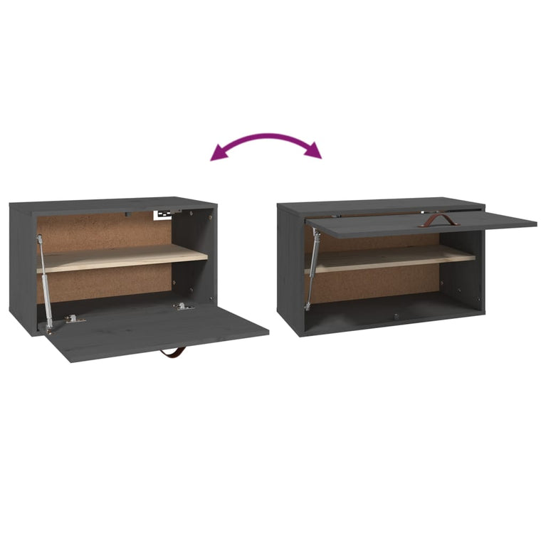 Wandkast 60x30x35 cm massief grenenhout grijs MeubelReus