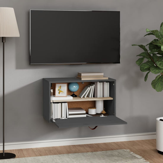 Wandkast 60x30x35 cm massief grenenhout grijs MeubelReus