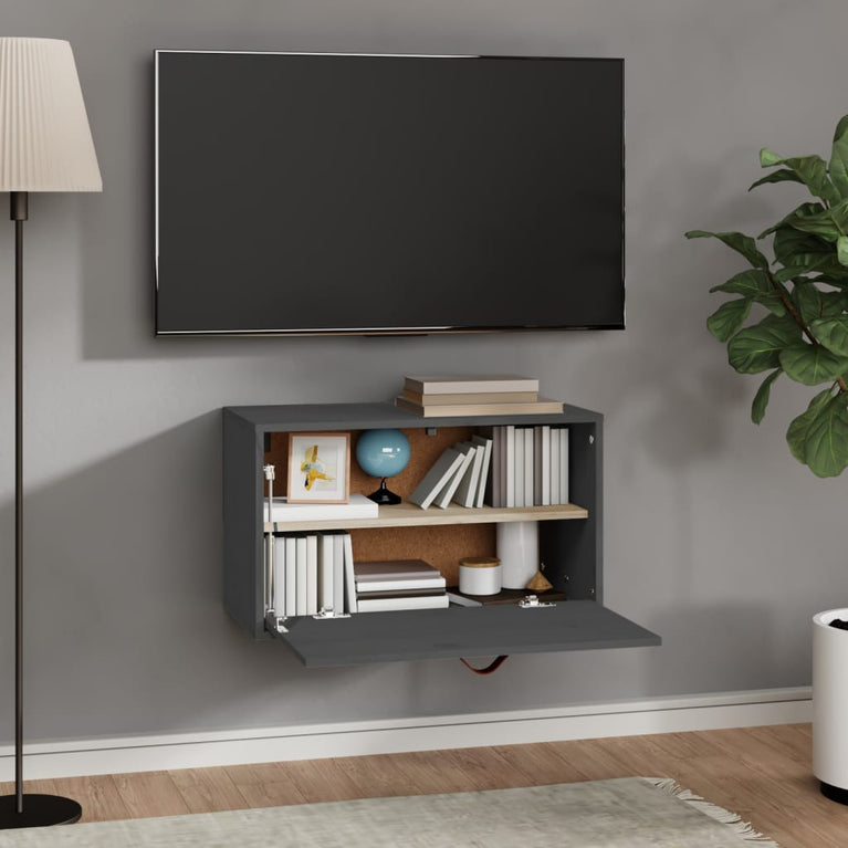 Wandkast 60x30x35 cm massief grenenhout grijs MeubelReus