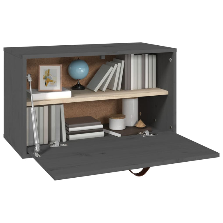 Wandkast 60x30x35 cm massief grenenhout grijs MeubelReus