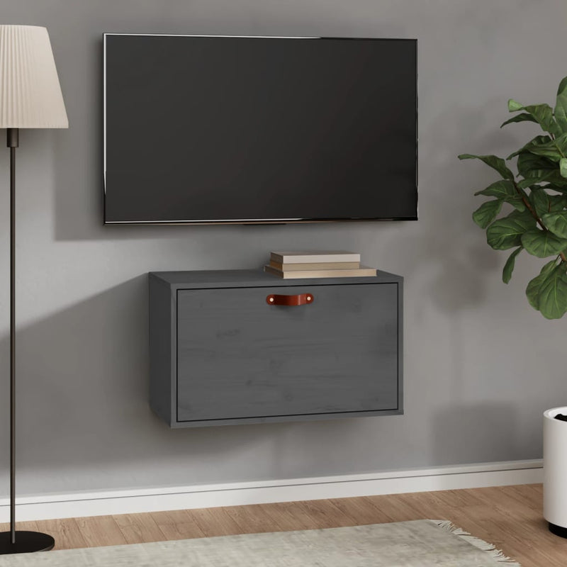 Wandkast 60x30x35 cm massief grenenhout grijs MeubelReus