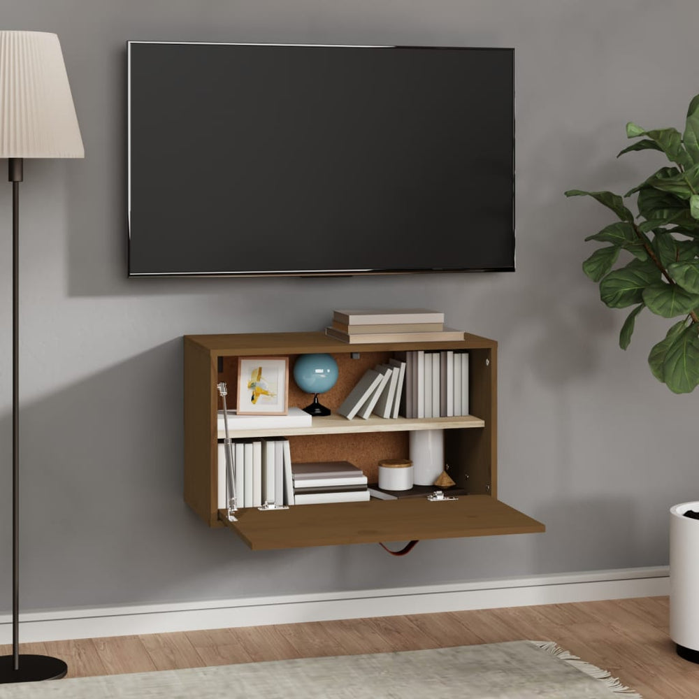 Wandkast 60x30x35 cm massief grenenhout honingbruin MeubelReus
