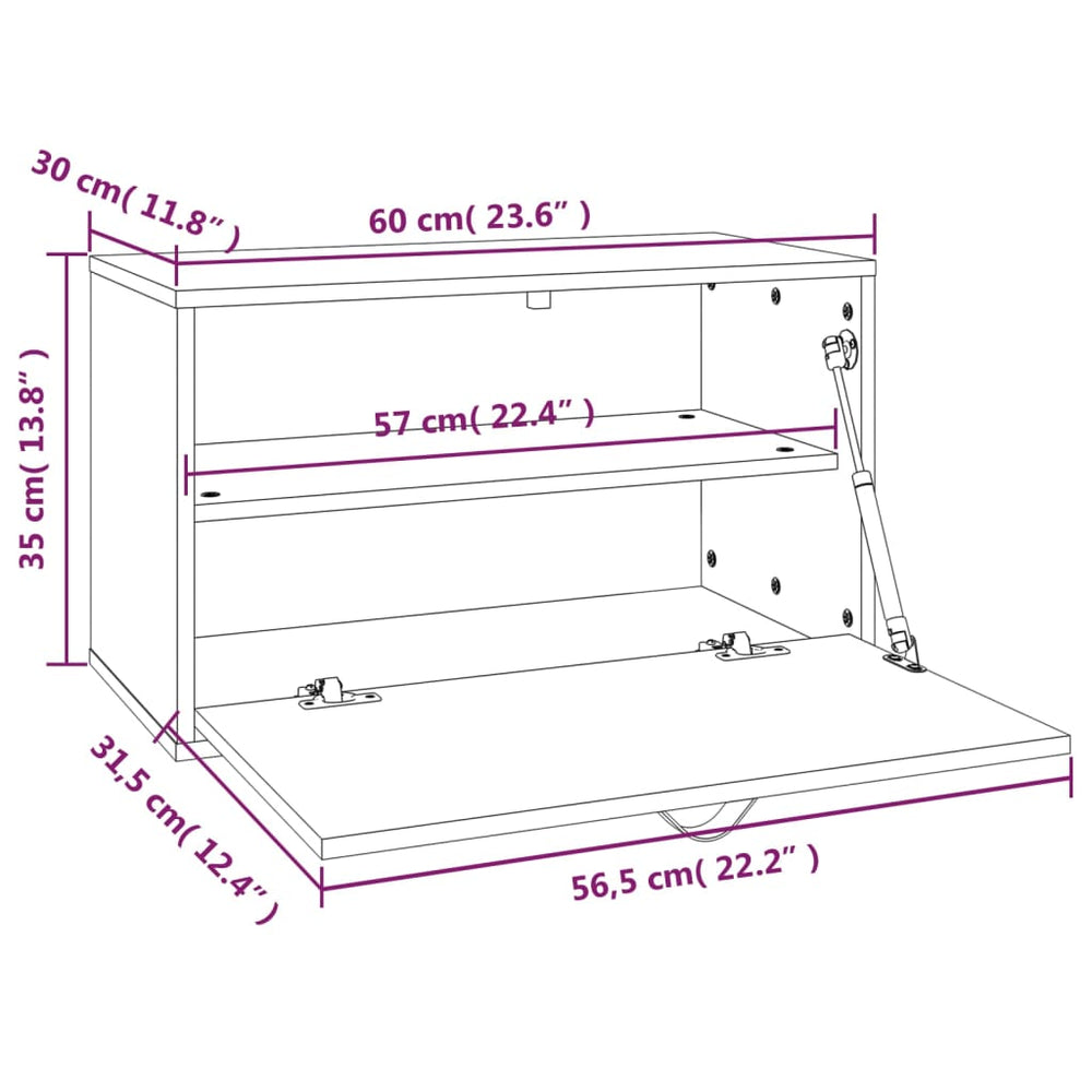 Wandkast 60x30x35 cm massief grenenhout honingbruin MeubelReus