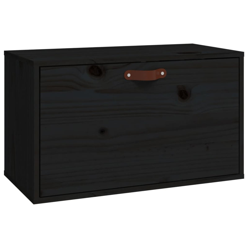 Wandkast 60x30x35 cm massief grenenhout zwart MeubelReus