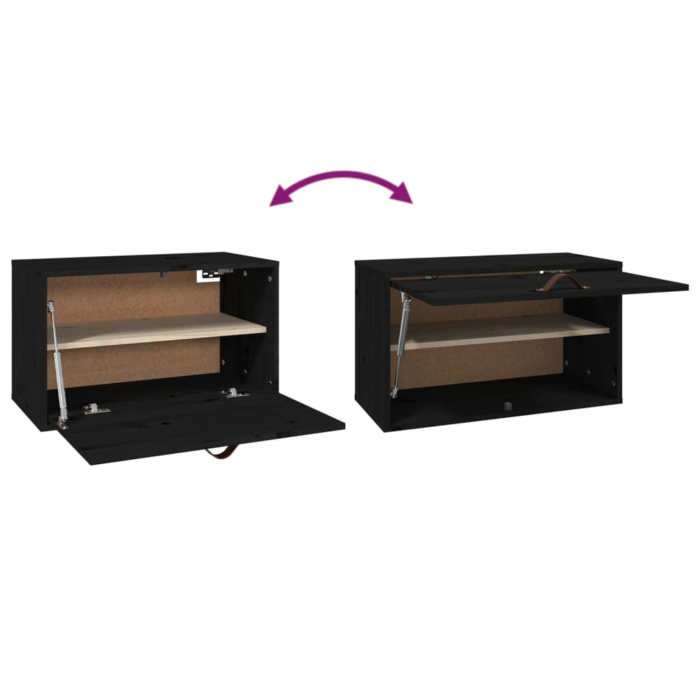 Wandkast 60x30x35 cm massief grenenhout zwart MeubelReus
