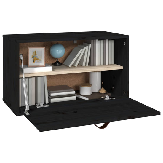 Wandkast 60x30x35 cm massief grenenhout zwart MeubelReus