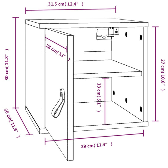 Wandkast 31,5x30x30 cm massief grenenhout wit MeubelReus