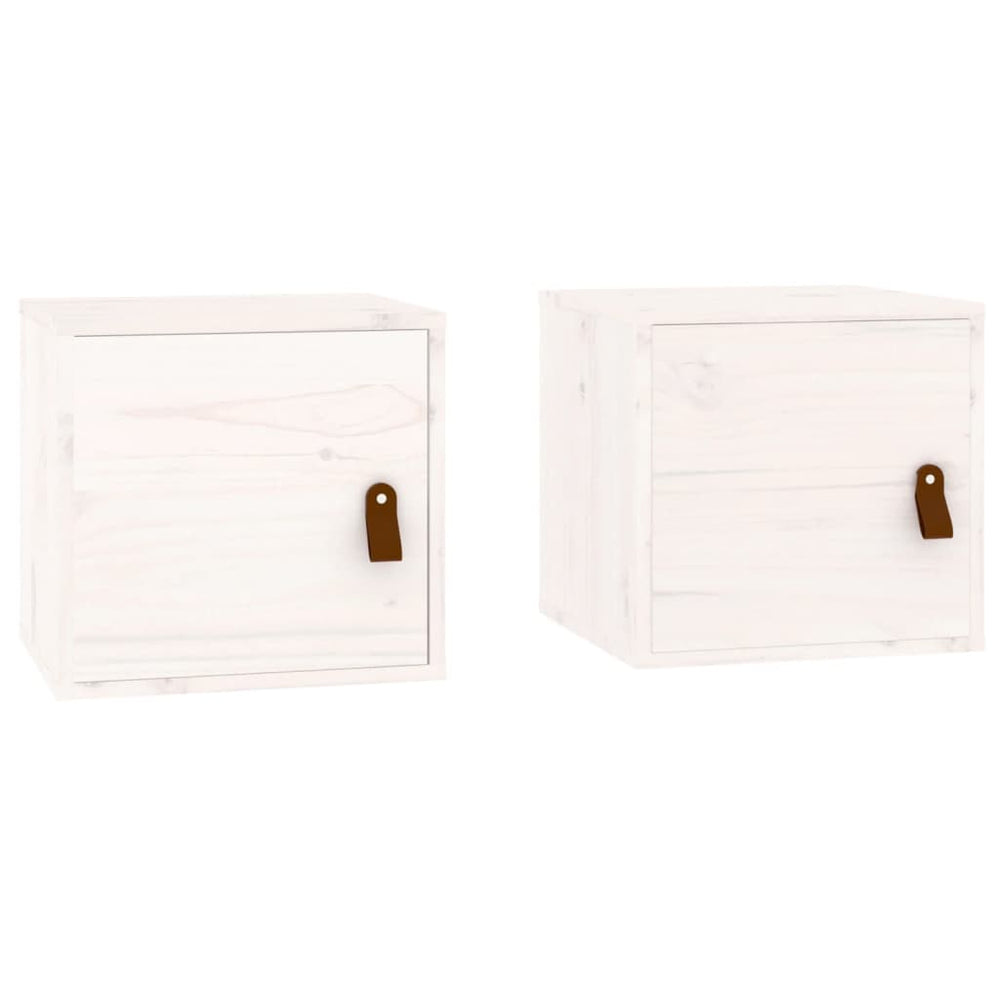 Wandkasten 2 st 31,5x30x30 cm massief grenenhout wit MeubelReus