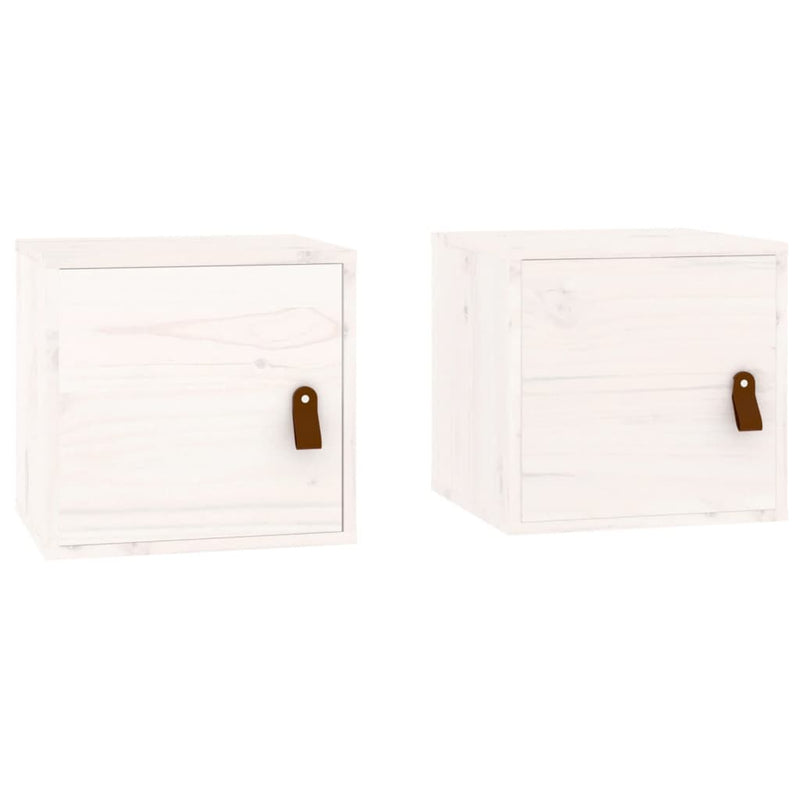Wandkasten 2 st 31,5x30x30 cm massief grenenhout wit MeubelReus