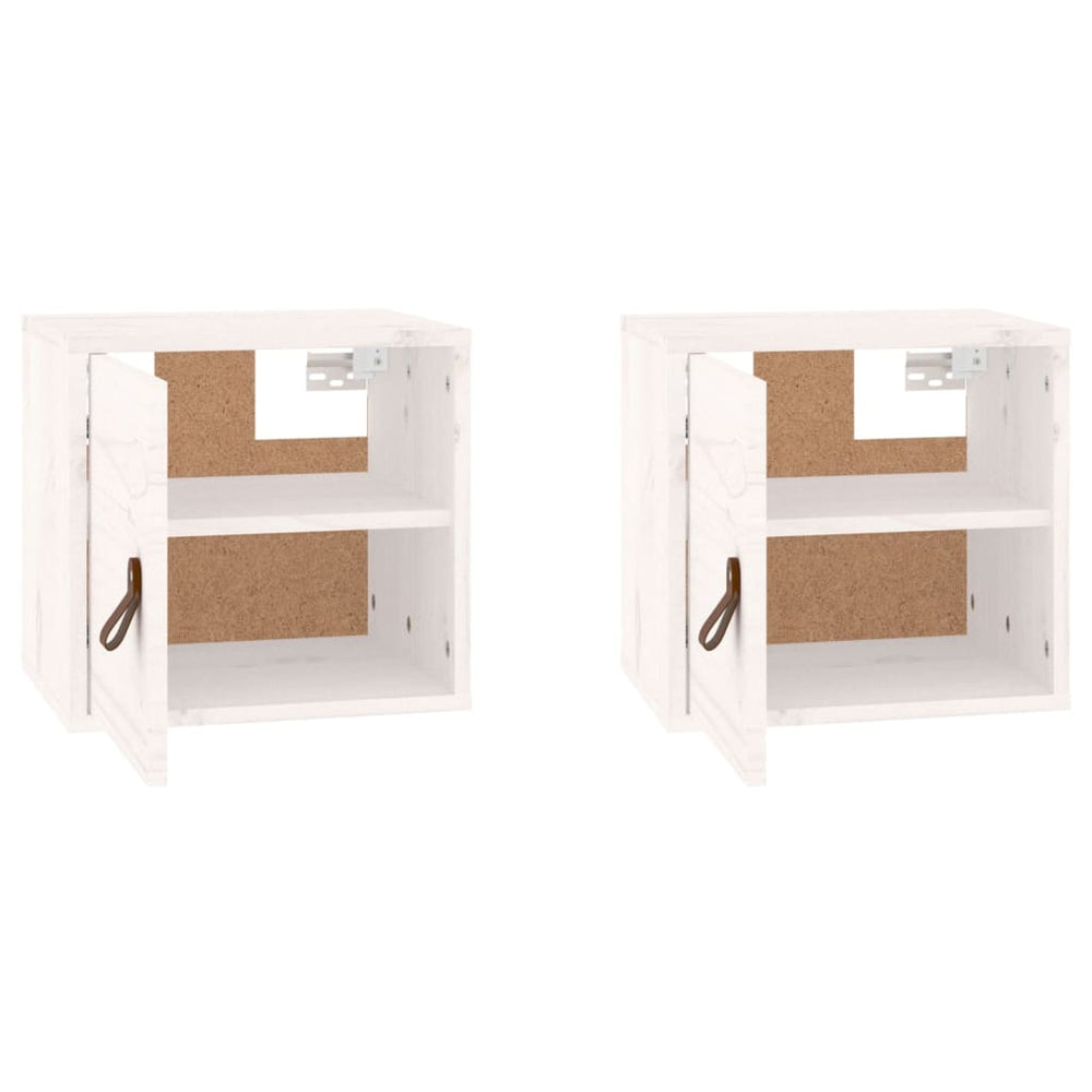 Wandkasten 2 st 31,5x30x30 cm massief grenenhout wit MeubelReus