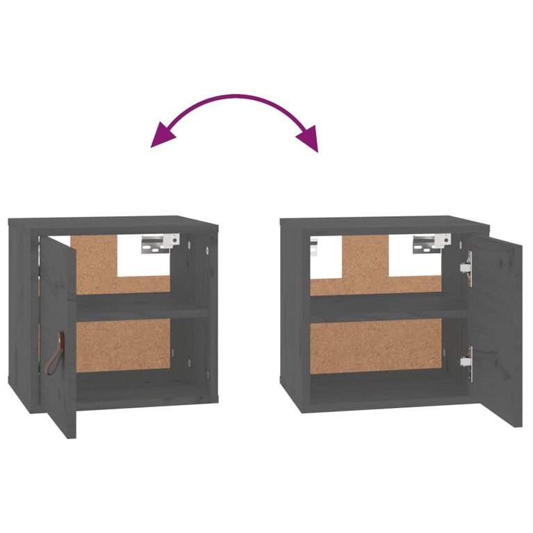 Wandkast 31,5x30x30 cm massief grenenhout grijs MeubelReus