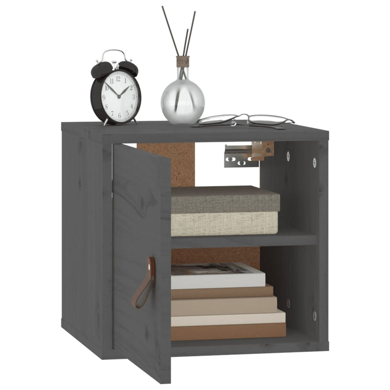 Wandkast 31,5x30x30 cm massief grenenhout grijs MeubelReus