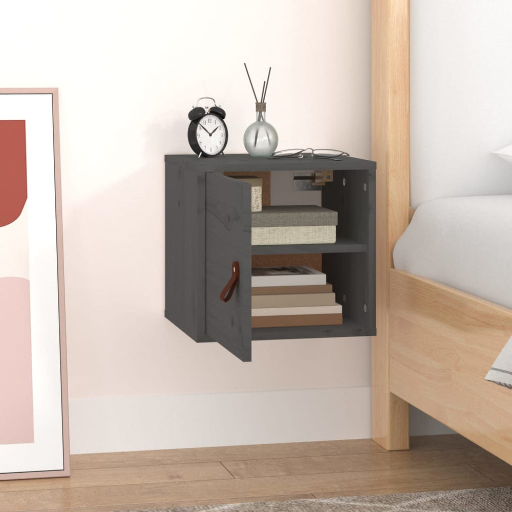 Wandkast 31,5x30x30 cm massief grenenhout grijs MeubelReus