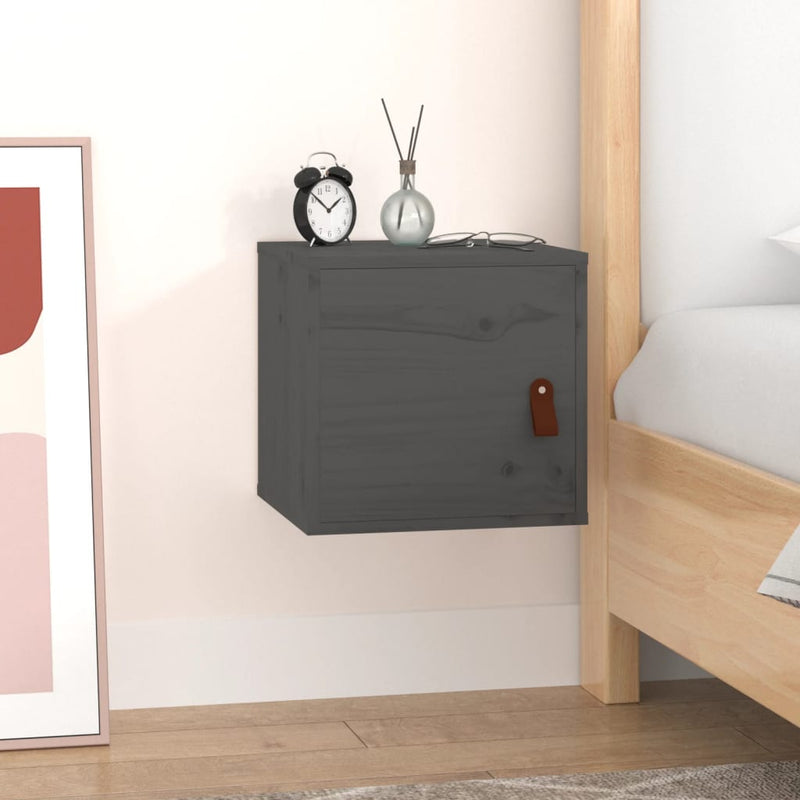 Wandkast 31,5x30x30 cm massief grenenhout grijs MeubelReus
