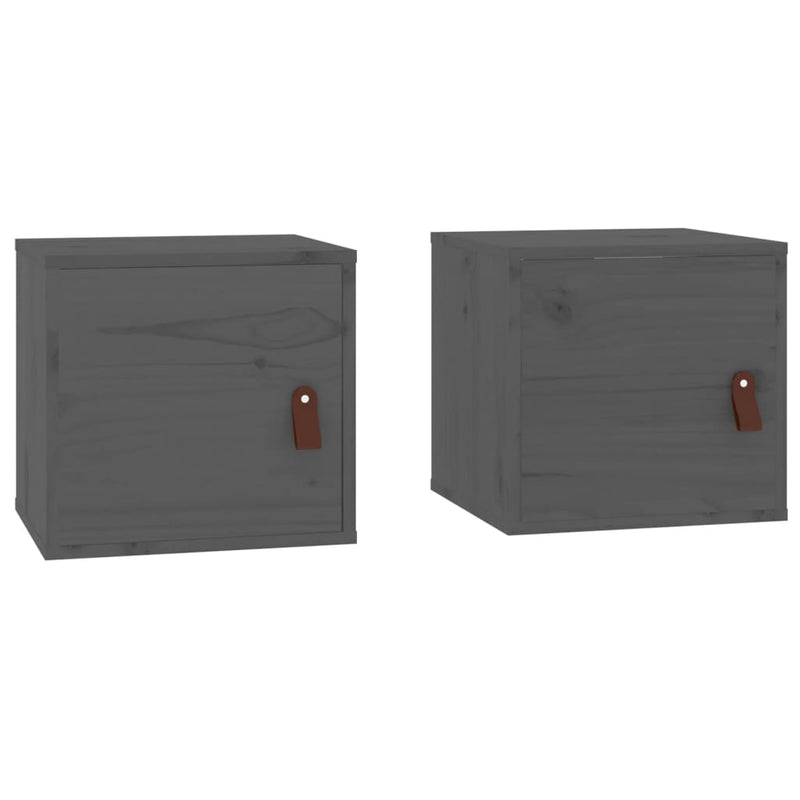 Wandkasten 2 st 31,5x30x30 cm massief grenenhout grijs MeubelReus
