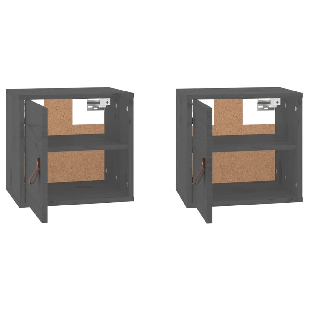Wandkasten 2 st 31,5x30x30 cm massief grenenhout grijs MeubelReus
