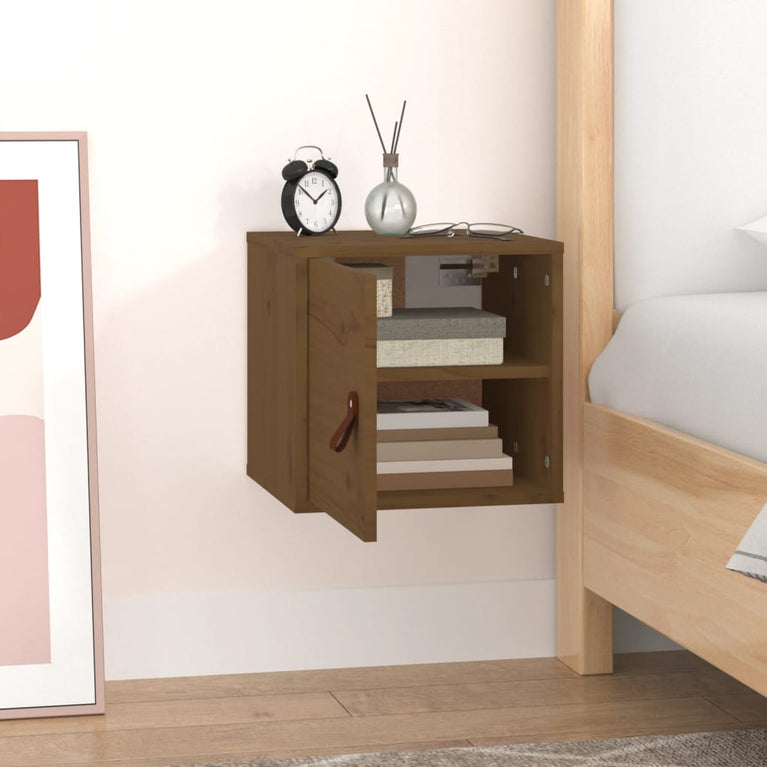 Wandkast 31,5x30x30 cm massief grenenhout honingbruin MeubelReus