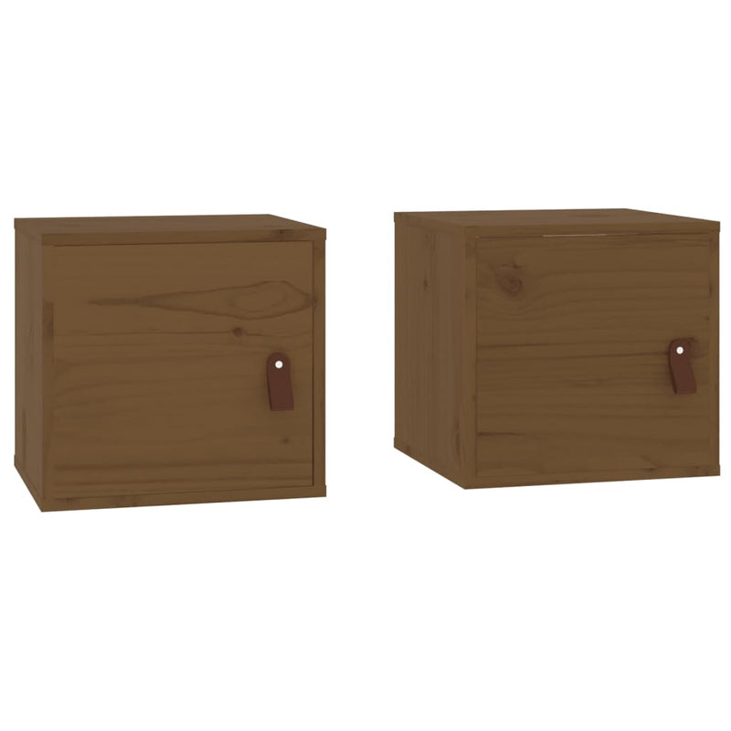 Wandkasten 2 st 31,5x30x30 cm massief grenenhout honingbruin MeubelReus