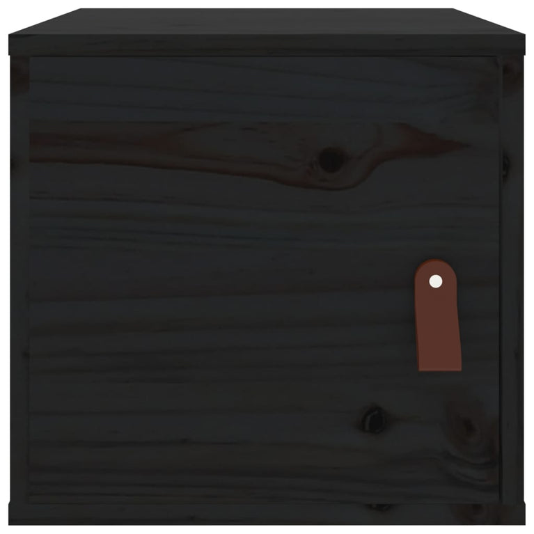 Wandkast 31,5x30x30 cm massief grenenhout zwart MeubelReus