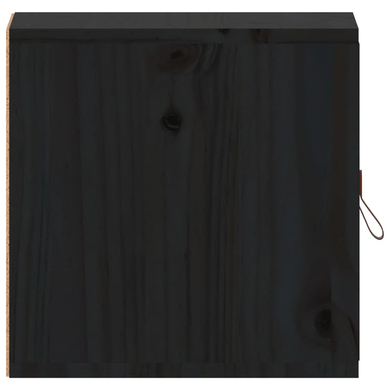 Wandkast 31,5x30x30 cm massief grenenhout zwart MeubelReus