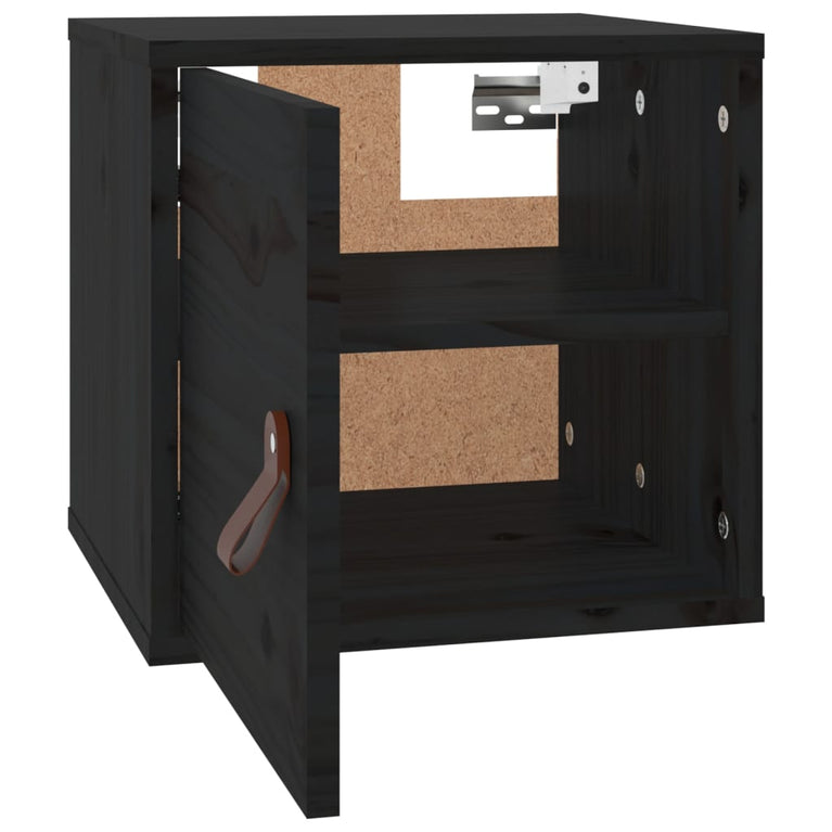 Wandkast 31,5x30x30 cm massief grenenhout zwart MeubelReus