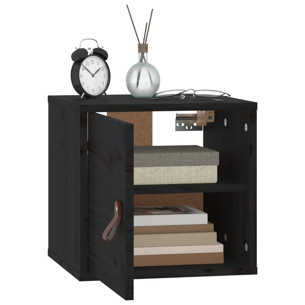 Wandkast 31,5x30x30 cm massief grenenhout zwart MeubelReus